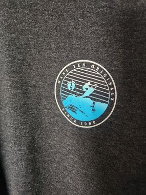 Hang Ten Charcoal Tee with Light Blue Surf Logo - Men's Shirt